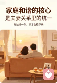 婚姻里的真相是：家庭的和谐，从来不是一大家子的其乐融融，而是夫妻二人的同频统一。
它看似牵连了双方父母、七大姑八大姨的期待与拉扯，实则核心就攥在两个人手里。
那些跨不过去的婆媳矛盾、化解不开的姻亲纷争，追根究底，都是夫妻之间没站成一队。
夫妻才是家的定海神针，只要你们立场一致、心往一处，外界的风风雨雨，都掀不起浪。
别再把精力耗在讨好所有人上，先稳住你们两个人的关系，家才会真的安下来。配图