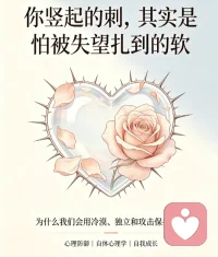 为什么我们会不自觉竖起 “心墙”？自体心理学视角
很多人习惯用 “假性独立”“冷漠” 甚至带刺的攻击，把自己武装起来，不是天生难相处，而是在保护自己。
因为当我们需要别人、渴望被回应却一次次落空时，羞耻感和失望会狠狠扎进心里。防御不是恶意，只是我们为了避免再次被伤害，提前穿上的铠甲。
真正的温柔，不是直接拆掉这层铠甲，而是看见铠甲背后藏着的脆弱和恐惧。当有人愿意接住这份 “怕被辜负” 的不安，心墙才会慢慢软下来。