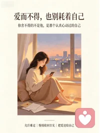 我也曾陷在爱而不得的拉扯里，一边攥着那些心动的碎片不肯放，一边又清醒地知道，他永远不会回头。
我舍不得的哪里是他啊，是那个为他脸红心跳、毫无保留的自己，是那些没说出口的期待，和深夜里反复点开聊天框的执念。我允许自己难过，允许自己舍不得，因为这份认真的心意，从来都不是错。
但我也学着清醒地往后退：不再反复翻看他的动态，把留给猜测和内耗的时间，慢慢还给自己。
原来最好的和解，是感性地接纳，再理性地抽离，把爱收回来，好好拥抱那个更值得被爱的自己。