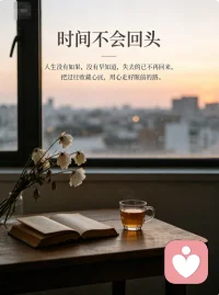 岁月悄然流转，一分一秒都径直向前，从来没有折返的可能。长大以后才慢慢懂得，人生最无用的便是 “如果” 与 “早知道”。
生活从不会给我们重来的机会，那些擦肩而过的缘分，没能留住的美好，一旦失去，就彻底定格在了过去。我们都曾为过往辗转难眠，纠结着未完成的遗憾，可回望再多，也改变不了结局。放下执念，别再频频回头，把过往收藏心底，用心走好眼前的路，不负当下，便是圆满。
