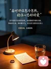 面对伴侣忽冷忽热，稳住心态好好爱
感情里最磨人的，从来不是激烈争吵，而是伴侣反反复复的忽冷忽热。前一秒的温柔热忱让人满心暖意，下一秒的冷淡疏离，又让人瞬间心慌、辗转内耗。我们总忍不住自我怀疑，纠结是不是自己不够好，拼命揣测对方的心意，甚至卑微讨好，慢慢弄丢了自己的底气。
其实很多时候，对方的冷淡无关爱意，只是自身情绪疲惫、压力缠身。不必过度依附他人情绪，也别盲目消耗自己。放平心态，不纠缠、不臆想，好好稳住自己的情绪。双向奔赴才是感情的意义，好好爱自己，才能从容拥有不忐忑的偏爱。