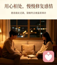用心相处，慢慢修复感情
争吵过后满是委屈与失落，心里又闷又难受。不必急着翻旧账、争对错，先接纳彼此的坏情绪。给关系一点缓冲的时间，坦诚说出内心想法。愿意彼此迁就，那些出现的裂痕，终会被温柔慢慢填补。
