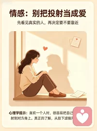 别让 “投射效应”，毁掉你的爱情判断
心理学中，我们很容易把自己的期待投射到对方身上，误以为主动报备就是偏爱。健康的情感始于 “看见真实的他”，也始于 “不消耗自己的心意”。