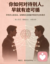 藏在骨子里的相处模板
我们心底都有一套内部工作模型，源于童年和照料者的相处点滴。
它由两部分组成：你如何看待自己，又如何看待他人。这份无形的认知，会悄悄成为你的底层思维，下意识判断自己是否值得被爱、身边人是否值得信任。往后的人际、亲密关系，其实都在顺着这套模式运转。配图