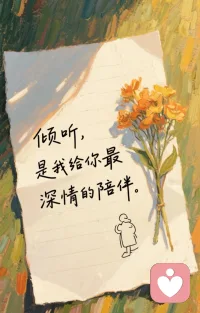 用耳朵拥抱你的世界，用耐心抚慰你的灵魂，倾听，是我给你最深情的陪伴。配图