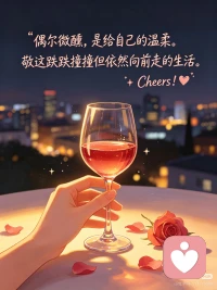 偶尔微醺，是给自己的温柔。
敬这跌跌撞撞但依然向前走的生活。配图