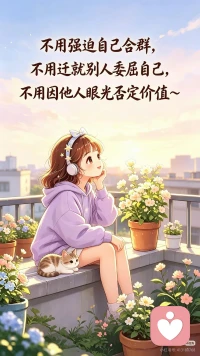 不用强迫自己合群，
不用迁就别人委屈自己，
不用因他人眼光否定自己的价值配图