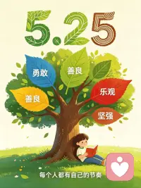 🌿5·25全国心理健康日 | 源芳·陪你爱自己
分数定义不了孩子的优秀，
勇敢、善良、乐观、坚强，
一颗丰盈强大的内心，
才是孩子一辈子的底气✨配图
