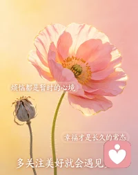 烦恼都是暂时的心境，幸福才是长久的常态，多关注美好就会遇见美好。配图