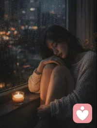 落雨窗边，和自己说说话
窗外是城市的雨夜，窗内是属于自己的安静角落
点一支蜡烛，听着雨声，把白天的疲倦都揉碎在温柔的夜色里
原来和自己独处的时刻，才是最治愈的时刻配图