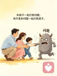 作为父母，我们要和孩子一起打败问题，而不是和问题一起打败孩子。配图
