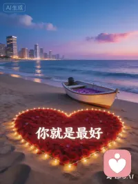 傍晚的海风吹走所有疲惫，沙滩上的心形玫瑰，是给每一个认真生活的人的温柔告白✨
你不需要成为完美的人，你本身，就是最好的。
今晚的心事，都可以慢慢说给我听。