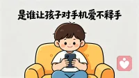 是谁让孩子对手机爱不释手？
在你的家庭，是否出现过以下场景？

孩子写作业的时候，你在玩手机。
接送孩子的路上，你在玩手机。
上厕所的时候，你在玩手机。
把孩子带到公园，让孩子自己玩，你在玩手机。
孩子想让你给他讲故事，你不耐烦的敷衍，就是为了玩手机。
当孩子写作业遇到难题需要你帮助解惑的时候，你失去了耐心，大吼道，你为什么这么笨！因为孩子耽误了你玩手机！
炒菜做饭的时候，你的眼睛依旧离不开手机……

是你让孩子对手机产生了强烈的好奇！
是你用行动向孩子证明手机很有趣！
让孩子放下手机，从家长做起！