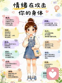我们的身体状态，有些时候也是情绪反应出来的一种方式，看到自己的情绪并且好好对待自己的情绪和心灵配图