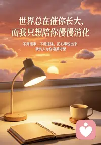 世界总在催你长大，
而我只想陪你慢慢消化。
不用懂事，不用逞强，
把心事说出来，就有人为你温柔守望。