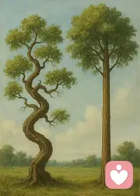 直木成成才，曲木成景，人生百态，各有归途。配图