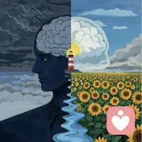 ♥朋友，你的内心本就一半阴雨，一半晴空。
♥挣脱阴霾，顺流而下，终会邂逅向阳花海。配图