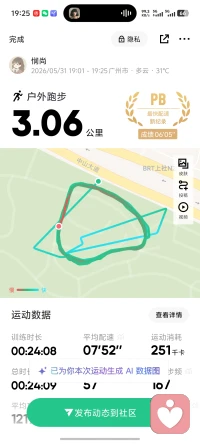 跑完啦，在线ing配图