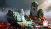 彼岸花开映水红，
石桥烟雨觅芳踪。
莫言前尘皆如梦，
缘定三生自相逢。配图