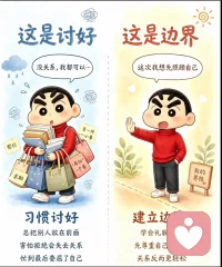 停止自我内耗，学会温柔接纳自己

我们很多人从小到大，都习惯用苛刻的标准捆绑自己：出错先全盘责怪自己，不敢拒绝别人一味讨好；遇事只会指责推卸，想做的事反复拖延不敢起步；总盯着别人的节奏暗自焦虑，身心疲惫也咬牙硬撑。
这些消耗自我的思维模式，大多藏在原生家庭、成长经历里，困住无数大人与孩子。
真正的成长，是学会转换心态：接纳自己的不完美，勇敢设立人际边界；遇事聚焦解决问题，从小行动突破焦虑；专注自身节奏，累了允许自己好好休息。
不必逼自己时刻完美，看见自身努力，懂得善待内心，慢慢修正，就能从内耗里长出力量，拥有松弛舒服的人生状态。

你是不是也常常陷入自我消耗、和自己较劲？配图