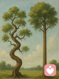 直木成材，弯木成景，
人生百态，各有归途。
木以不材得终其天年，
人以无为而成奇有为。
论材当向直中取，谋生应从曲中求。配图