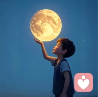 小时候总以为，伸手就能摸到月亮。
长大后才懂，我们摸到的，是自己心里不肯熄灭的光。
愿你永远有仰望星空的勇气，也永远有被自己温柔对待的底气。配图