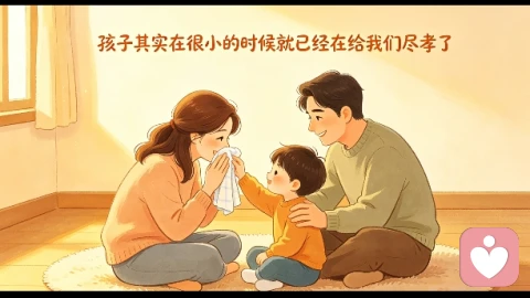 孩子在很小的时候就已经在给我们尽孝了