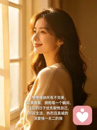 慢慢接纳所有不完美，认真拥抱每一个瞬间。往后的日子，优先取悦自己，好好生活，热烈且真诚地，深爱独一无二的我。配图