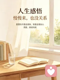 生活没有标准答案，每个人都有专属道路。不必追赶世俗脚步，遵从内心选择，接受所有境遇，平淡安稳亦是圆满。