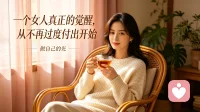 一个女人真正的觉醒，从不再过度付出开始
放弃讨好所有人，好好爱自己，才是余生最好的开始
 
一个女人真正的觉醒，从来不是变得多么强势、多么厉害，而是从不再过度付出开始。不再把所有的时间和精力都放在别人身上，学会放手，学会取舍，学会把自己的感受放在第一位，学会好好爱自己。
 
你要知道，你不是家里的佣人，也不是谁的附属品，你是你自己，是独一无二的自己。你值得被珍惜、被宠爱，值得拥有属于自己的快乐和幸福。
 
停止过度付出，不是自私，而是清醒；不是冷漠，而是懂得善待自己。当你开始好好爱自己，不再委屈自己，你会发现，整个世界都会对你温柔以待，日子也会越过越顺心。
 
愿每一个女人，都能醒悟过来，收起泛滥的好心，停止盲目的付出，好好偏爱自己，活成自己喜欢的样子，余生轻松自在，喜乐安康。