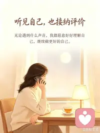 我会遇到不同的人，也会听到不同的评价。但评价只是声音，不是全部的我。我愿意接纳那些真实的部分，也愿意保护自己的心。不管别人怎么说，我都继续好好倾听、好好成长，做更好的自己。