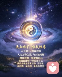 我眼中别人的问题，其实是我自己的问题。
我眼中自己的问题，也是很多人的问题，我帮助了自己，也就帮助了很多人。

别人只是我的一面镜子，当我评判别人的时候，是因为我不允许自己这样，也就是对自己的评判。
当我评判自己的时候，也是评判众生的时候。

生命本身没有好坏对错，超越二元对立，才能走向合一。

生命本身是最珍贵最伟大的，​人生是一场体验游戏，在这场游戏中，不当真，永远可以重新再来，重新选择，看见无数新的可能性。
​
​任何事物都有好坏两面性，黑中有白，白中有黑，相互转化。
​痛苦是在呼唤爱，爱是因为拥有了包含承受痛苦的能力。两者相互依存转化和谐。