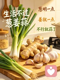 柴米油盐，底色不过葱姜蒜。
待人学会葱明，不钻牛角尖；
待人懂得姜就，少争长短事；
倘若万般不如意，不必执念，索性就蒜了。
平凡日子，放过自己才是圆满。配图
