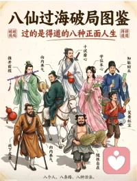 这才是我们的八仙……
铁拐李｜放下一副皮囊，撑起一口真气
​汉钟离｜一场兵败，换一次觉醒
​张果老｜倒骑白驴，向内求道
​吕洞宾｜历经十试，打磨心性
​何仙姑｜一颗赤子心，也能通向道
​蓝采和｜人在红尘，心不染尘
​韩湘子｜推开前程，才接住本心
​曹国舅｜脱下富贵，守住底线
