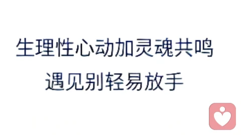 生理性心动加灵魂共鸣\n遇见别轻易放手