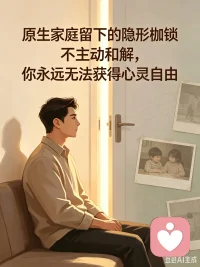 原生家庭留下的隐形枷锁，不主动和解，你永远无法获得心灵自由
 
我们成年之后的敏感、讨好、害怕被抛弃、不敢深度信任他人，大多根源都藏在原生家庭的早年经历里。
埃里克森人生八阶段中，0-1.5岁是建立基础信任感的关键时期，如果童年时期养育者情绪不稳定、需求长期被忽略、情感回应缺失，长大后内心会一直存在一处情感缺口。
很多人一生都在向外寻找认可，拼命讨好别人，试图用别人的偏爱弥补童年缺失的安全感，可越是向外抓取，内心越是空虚焦虑。
原生家庭的伤害，最难的从来不是原谅父母，而是和当年无助的自己和解。你不必强迫自己原谅过往的遗憾，但一定要学会放下执念。
过往的经历塑造了你的性格，但不能决定你的余生。了解原生家庭带来的心理固着，看见自己内心受伤的小孩，学会自我滋养、自我接纳，才是挣脱枷锁、获得真正自由的开始。
我上岸学习倾听的这段时间，见过太多被原生家庭困住的来访者，当他们愿意正视伤痛、拥抱内心的自己，疗愈就已经悄然发生。