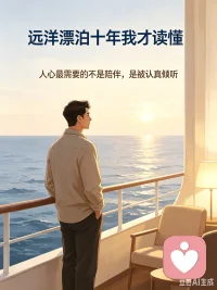 远洋漂泊十年我才读懂：人心最需要的不是陪伴，是被认真倾听
 
我做海员远洋漂泊整整十年，见过大海的辽阔孤寂，也体会过长期独处无人倾诉的压抑。茫茫海面之上，手机常年没有信号，所有情绪只能独自消化，那段日子让我彻底明白：人这一生最奢侈的馈赠，从来不是物质陪伴，而是有人愿意静下心倾听你的喜怒哀乐。
海上的日子看多了离别与孤独，上岸之后我下定决心深耕情绪倾听与心理学，只想做一个安静的倾听者，承接别人无处安放的委屈、心酸、欢喜与遗憾。
当下的人看似社交热闹，实则内心大多孤独。朋友圈可以展示光鲜的一面，可深夜里的内耗、感情里的迷茫、生活里的苦楚，大多找不到合适的人诉说。
倾听不是随意评判、说教开导，而是放下偏见，全然接纳对方所有情绪。不用刻意给出解决方案，仅仅是认真听懂对方的心声，就足以治愈大半情绪内耗。
往后余生，告别大海漂泊，我留在陆地，做你的专属倾听人。