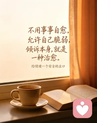 不用事事自愈，允许自己脆弱，倾诉本身，就是一种治愈。