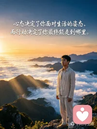 心态决定了你面对生活的姿态，而行动决定了你最终能走到哪里。配图