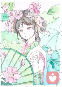 看着大姑娘画的荷花仙女，好舒服，画的过程是不是也得是开心的。