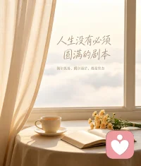 人生没有必须圆满的剧本，偶尔低落、偶尔迷茫，都是常态。不必逼自己面面俱到，接纳自己所有脆弱与不完美。风会吹散阴霾，日子会慢慢回暖，好好拥抱自己，一切都会慢慢变好。配图