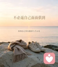 人生没有必须圆满的剧本，偶尔低落、偶尔迷茫，都是常态。不必逼自己面面俱到，接纳自己所有脆弱与不完美。风会吹散阴霾，日子会慢慢回暖，好好拥抱自己，一切都会慢慢变好。配图