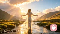 像溪流一样活，让落花、碎石、光影都从身上流过，
不拦阻，不挽留。
握紧的拳头里一无所有，张开的手心才能承接风与雨。
喜悦来便来，痛苦过便过，
心若是一道敞开的门，万物皆是穿堂的风。
容许一切穿过，你便成了天空，
乌云散尽后，蓝依旧是蓝......配图