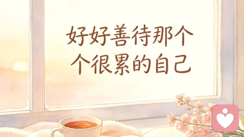 标题：好好善待那个很累的自己\n人这一生，最辛苦的，就是默默坚持的自己。\n我们照顾家人、应付生活、解决一地鸡毛，却唯独忽略了自己的情绪。\n \n很多心事不敢