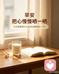 ☀️早安
清晨的阳光总会如约而至，
心里的阴霾却需要我们主动慢慢散开。
你今天准备用什么样的状态，迎接新的一天？
