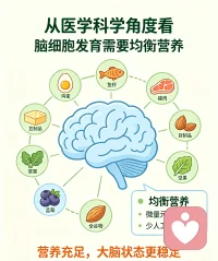 青少年养生｜身心同调，吃对三餐，提升孩子学习力✨
 
现在不少青少年偏爱零食饮料，正餐随便对付。很多孩子专注力差、情绪容易急躁，家长大多只盯着学习，却忽略了饮食对大脑和情绪的影响。
 
从医学科学角度看，脑细胞发育需要均衡营养。常吃深加工零食、垃圾食品，过多人工色素添加剂会加重身体负担，干扰大脑状态，容易烦躁、注意力涣散。缺锌、缺钙等微量元素不足，也会造成情绪波动，影响大脑与心智发育，拖累学习状态。
 
从心理学角度来讲，生理是心理的基础，身心一体。身体营养得不到满足，心理很难稳定。只有生理需求被满足，身心同调，孩子才能情绪平稳，安心投入学习。
 
👉有助大脑发育的饮食：
✅优质蛋白：鸡蛋、鱼虾、瘦肉、豆制品
✅坚果（适量）：核桃、巴旦木，补充不饱和脂肪酸
✅新鲜蔬果：绿叶菜、蓝莓、苹果，补充维生素
✅全谷物：燕麦、杂粮，稳定血糖，维持专注力
 
少吃高糖饮料、油炸零食、加工速食。
吃好三餐补足营养，孩子情绪平稳，专注力提升，助力学习力成长，做到身心同调。