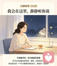 心理倾听师已上线。
有些话，不一定需要立刻解决；有些情绪，也值得被认真听见。
如果你愿意，可以把心里的想法慢慢说出来。
我会在这里，安静倾听，也陪你一起整理。
 
倾听陪伴，不替代医疗诊断与治疗建议。