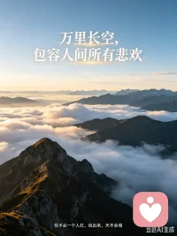 最近总爱抬头看天。
长空浩荡，云海翻涌，天地大到能装下所有无处安放的情绪。
你心里藏的委屈、纠结、辗转难安的心事，不必硬扛，不必自责。
天空从不评判你的对错，岁月终会包容你的所有。
愿你抬头见山海，低头释心结。
慢慢来，一切都会归于平和。