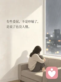 婚姻里最让人难过的，不是争吵，而是说了也不被理解。
你以为在讲感受，对方却觉得你在翻旧账、在讲道理、在小题大做。
慢慢的，委屈越积越深，不是不想说，是说了也没用。
长期不被看见，心就会一点点变冷。
有些委屈，说出来是奢望，藏起来是保护自己。
