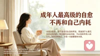 很多人的疲惫，不是身体累，而是精神在悄悄内耗。
 
会反复琢磨别人随口的一句话，
总在复盘已经过去的事，
习惯先反思是不是自己做得不够好，
总是顾及所有人的情绪，唯独委屈自己。
 
内耗的根源，是太过善良、太想周全，
可事事追求圆满，最后消耗的只有自己。
 
成年人最好的自愈，是学会放过自己。
允许事与愿违，允许别人不喜欢自己，
不再反复纠结过往，把精力收回给自己。
心放宽了，日子才会轻松。
 
#精神内耗 #自我成长 #情绪自愈 #女性心理